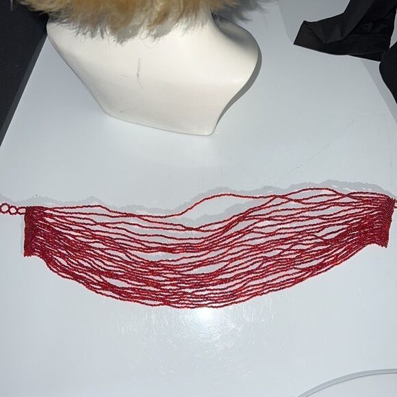 24 Strand Pill Bead Necklace - Red & Beautiful - Picture 7 of 12